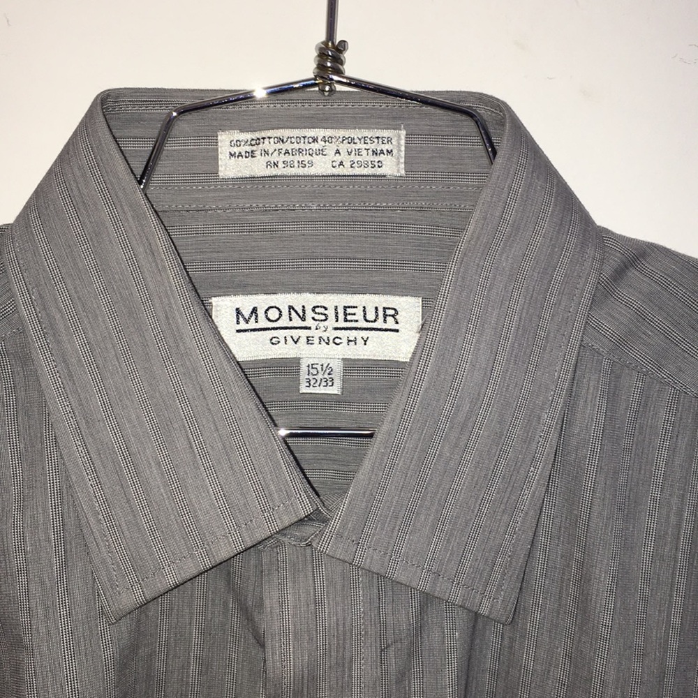 Givency- 15.5 32/33 (M) Slate Grey w/ French Cuffs